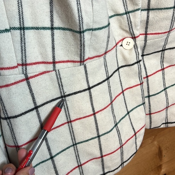 Plaid Wool péplum business coat blazer plus size single button academia - Picture 4 of 7